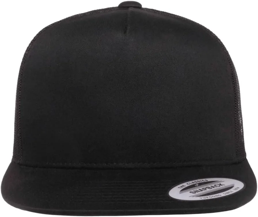 Mrlahat 6006 Yupoong Yp by Flexfit 5 Panel Classic Trucker Snapback Hat Cap with Black Bandana