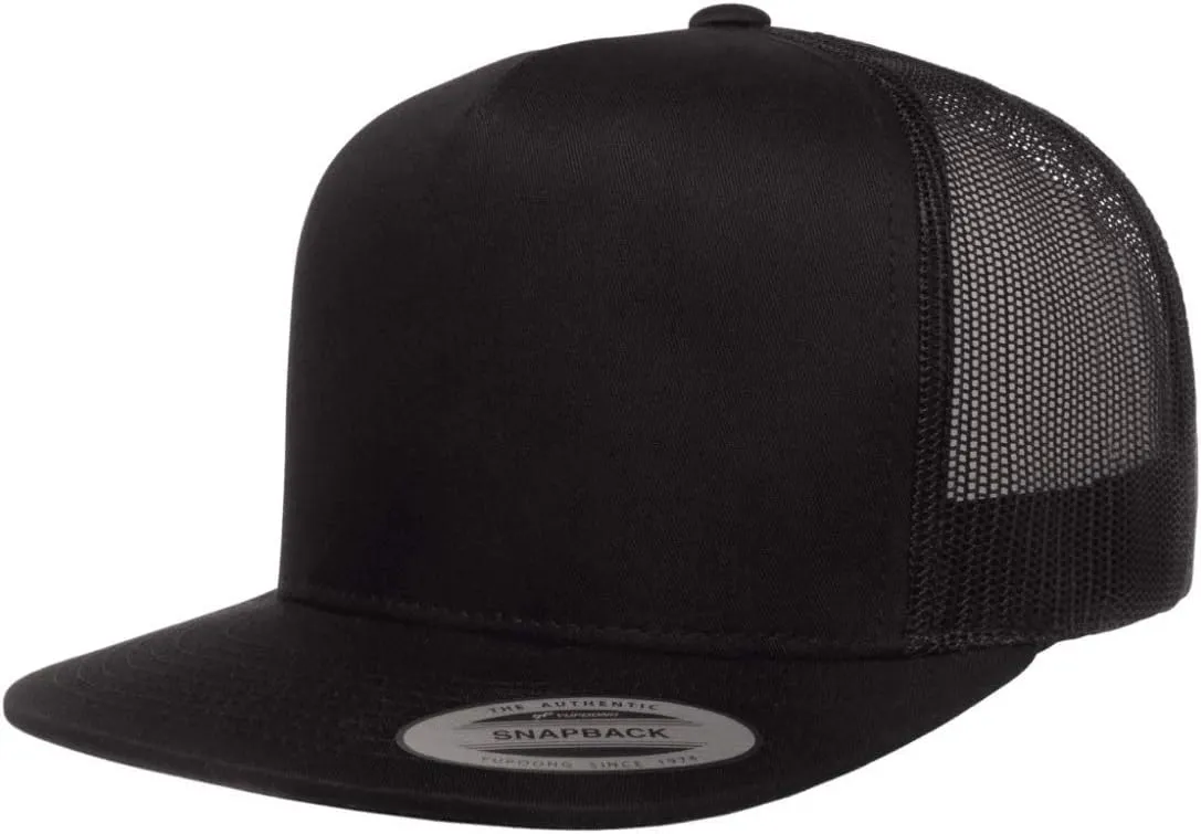 Mrlahat 6006 Yupoong Yp by Flexfit 5 Panel Classic Trucker Snapback Hat Cap with Black Bandana