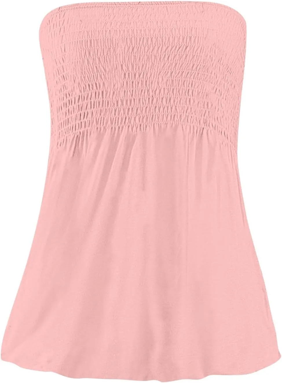 NBXNZWF Womens Tube Tops Off The Shoulder Smocked Strapless Sexy Tanks Summer Casual Bandeau Sleeveless Backless Shirts