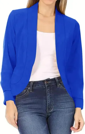 Open Front Blazer for Women Tweed Women Coat Long Sleeve Dressy Lightweight Suit Soft With Pockets Cardigan