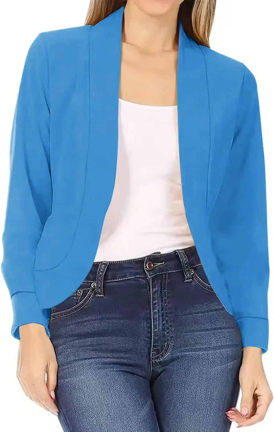 Open Front Blazer for Women Tweed Women Coat Long Sleeve Dressy Lightweight Suit Soft With Pockets Cardigan