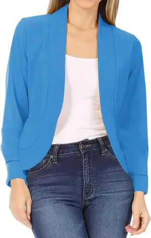 Open Front Blazer for Women Tweed Women Coat Long Sleeve Dressy Lightweight Suit Soft With Pockets Cardigan