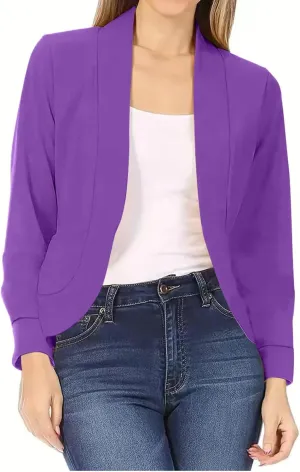 Open Front Blazer for Women Tweed Women Coat Long Sleeve Dressy Lightweight Suit Soft With Pockets Cardigan