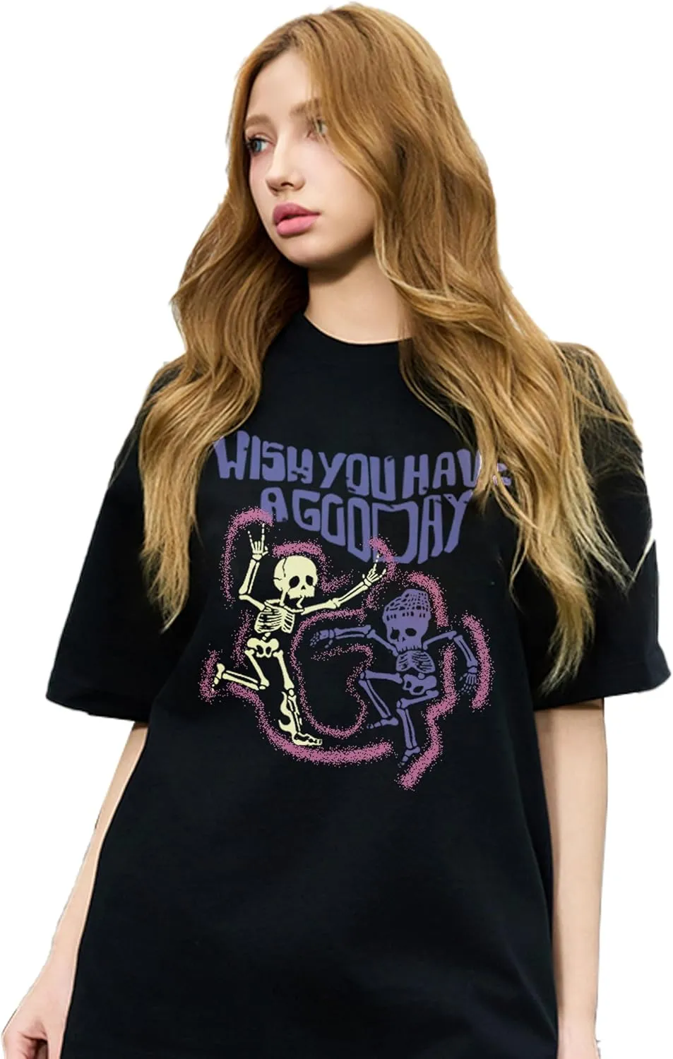 Oversized Tshirts Y2K Graphic Tees: Flame Skull Print Crew Neck Heavyweight Shirts Streetwear Funny Tops for Unisex