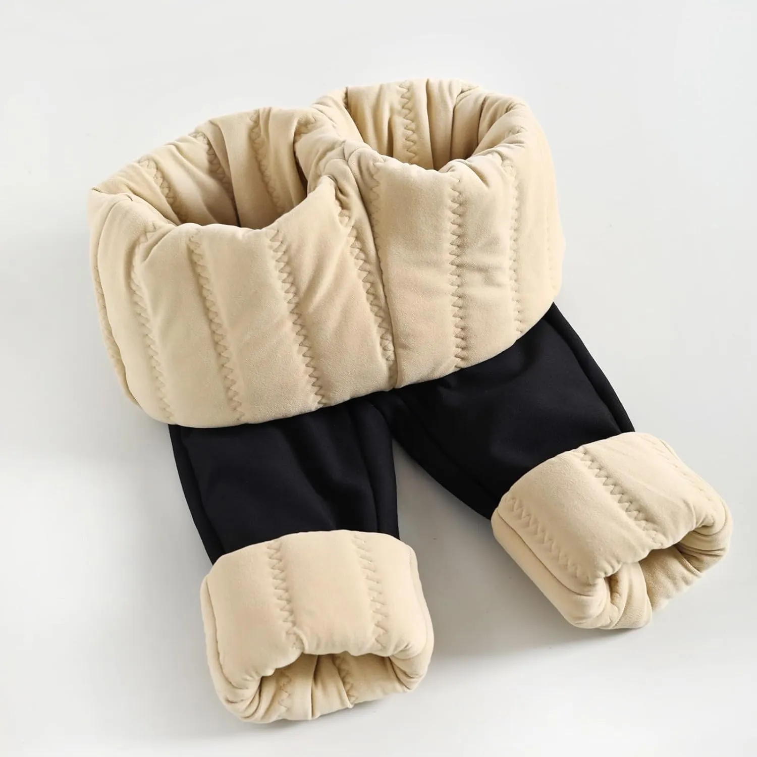 Plus Size Thermal Leggings Women High Waisted Tummy Control Tights Knee Pads Thick Warm Stretchy Fleece Lined Pants