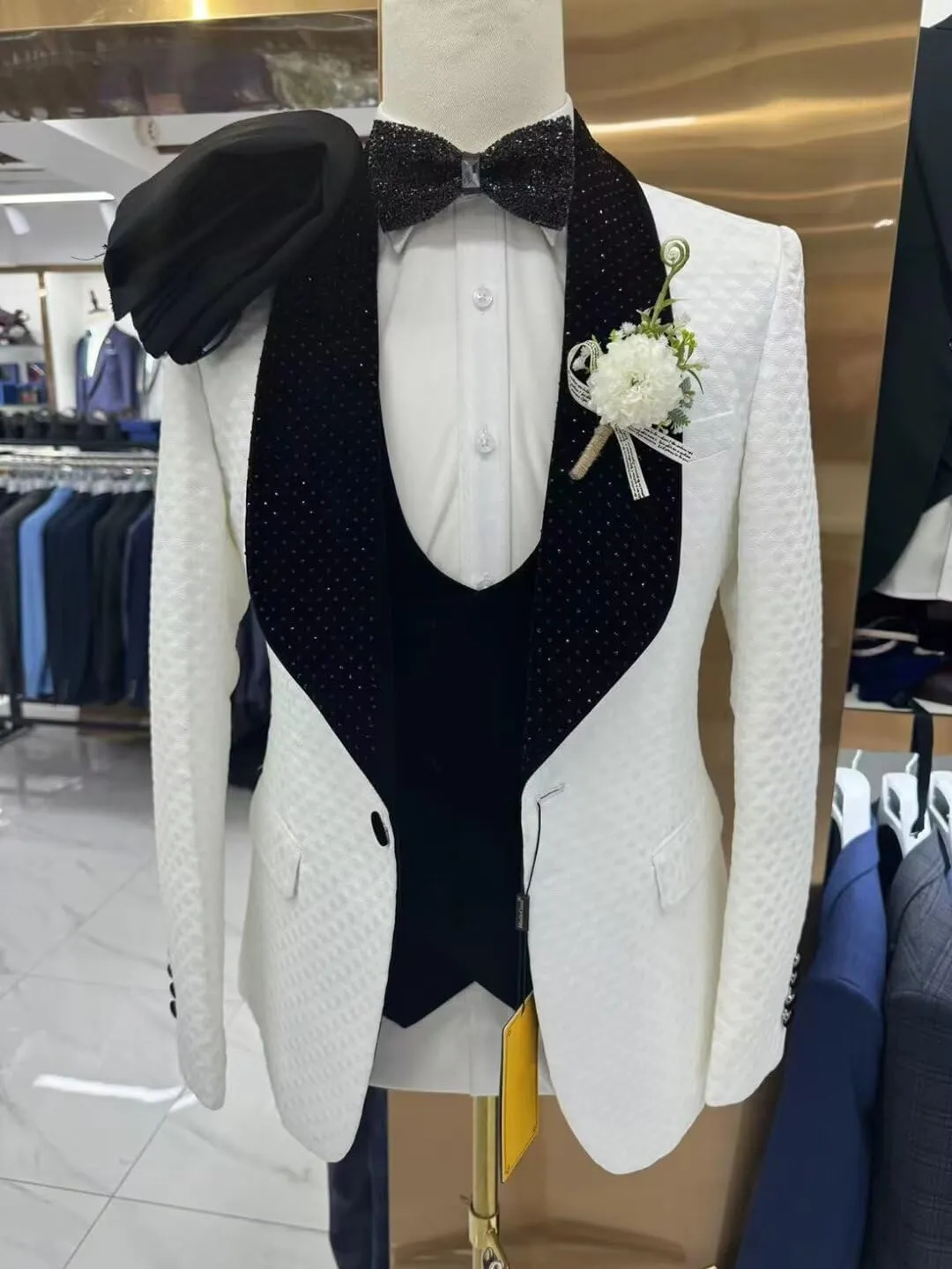 SAROULU Men's Formal Suit Slim Fit Suits for Men Party Wedding Tuxedo Suits Blazer Jacket Pants Set