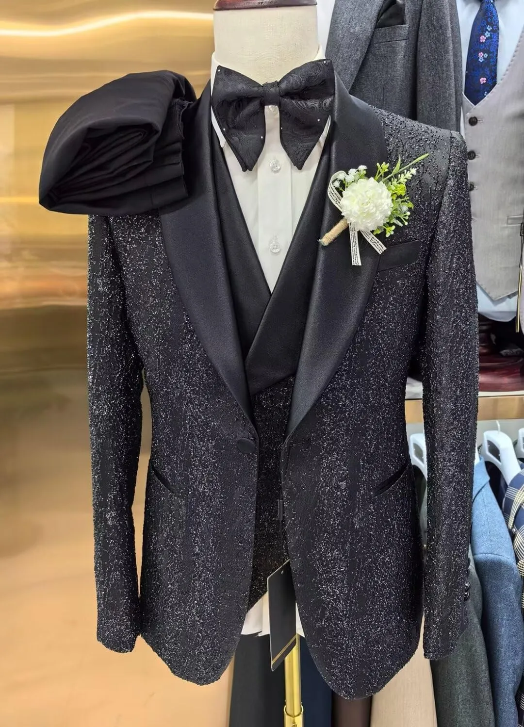 SAROULU Men's Formal Suit Slim Fit Suits for Men Party Wedding Tuxedo Suits Blazer Jacket Pants Set