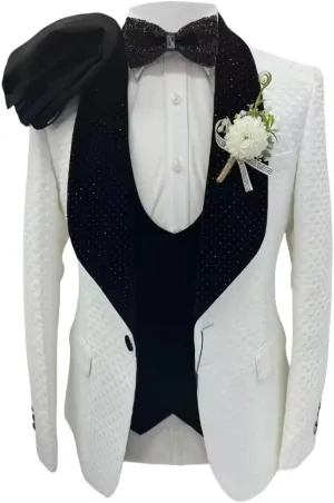 SAROULU Men's Formal Suit Slim Fit Suits for Men Party Wedding Tuxedo Suits Blazer Jacket Pants Set