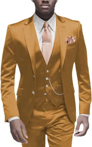 Satin Men Suits Slim Fit 3 Piece Suit for Men Formal Wedding Prom Suits Men Blazer Vest Pants Set