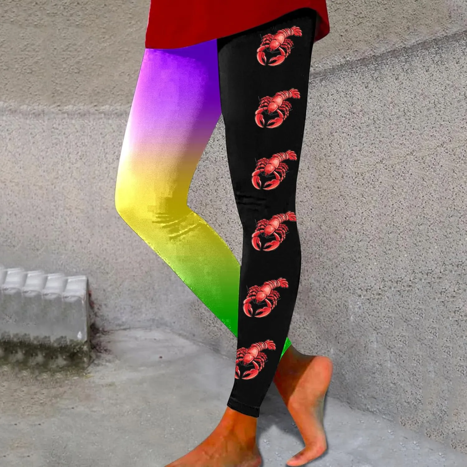 sdbrld Mardi Gras Leggings for Women,Women's Mardi Gras Printed Leggings High Waist Stretch Yoga Pants Holiday Party Trousers