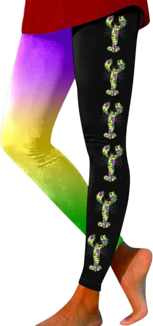 sdbrld Mardi Gras Leggings for Women,Women's Mardi Gras Printed Leggings High Waist Stretch Yoga Pants Holiday Party Trousers