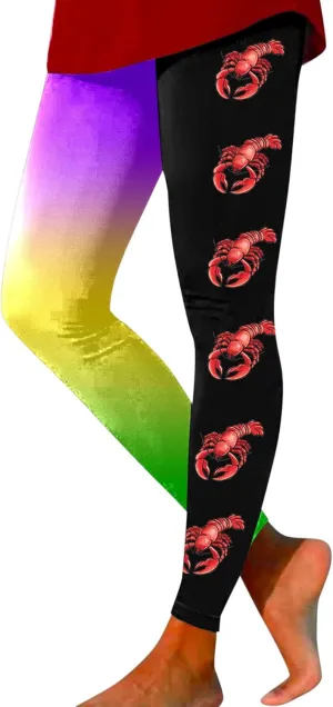 sdbrld Mardi Gras Leggings for Women,Women's Mardi Gras Printed Leggings High Waist Stretch Yoga Pants Holiday Party Trousers