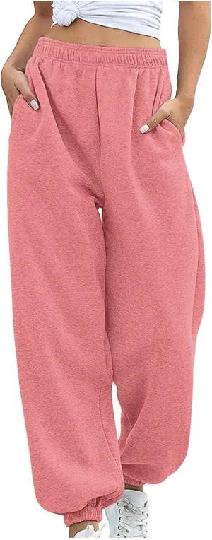 sdbrld Womens Christmas Sweatpants Winter Sherpa Fleece Lined Sweatpants Trendy Print Drawstring Joggers Trousers with Pocket