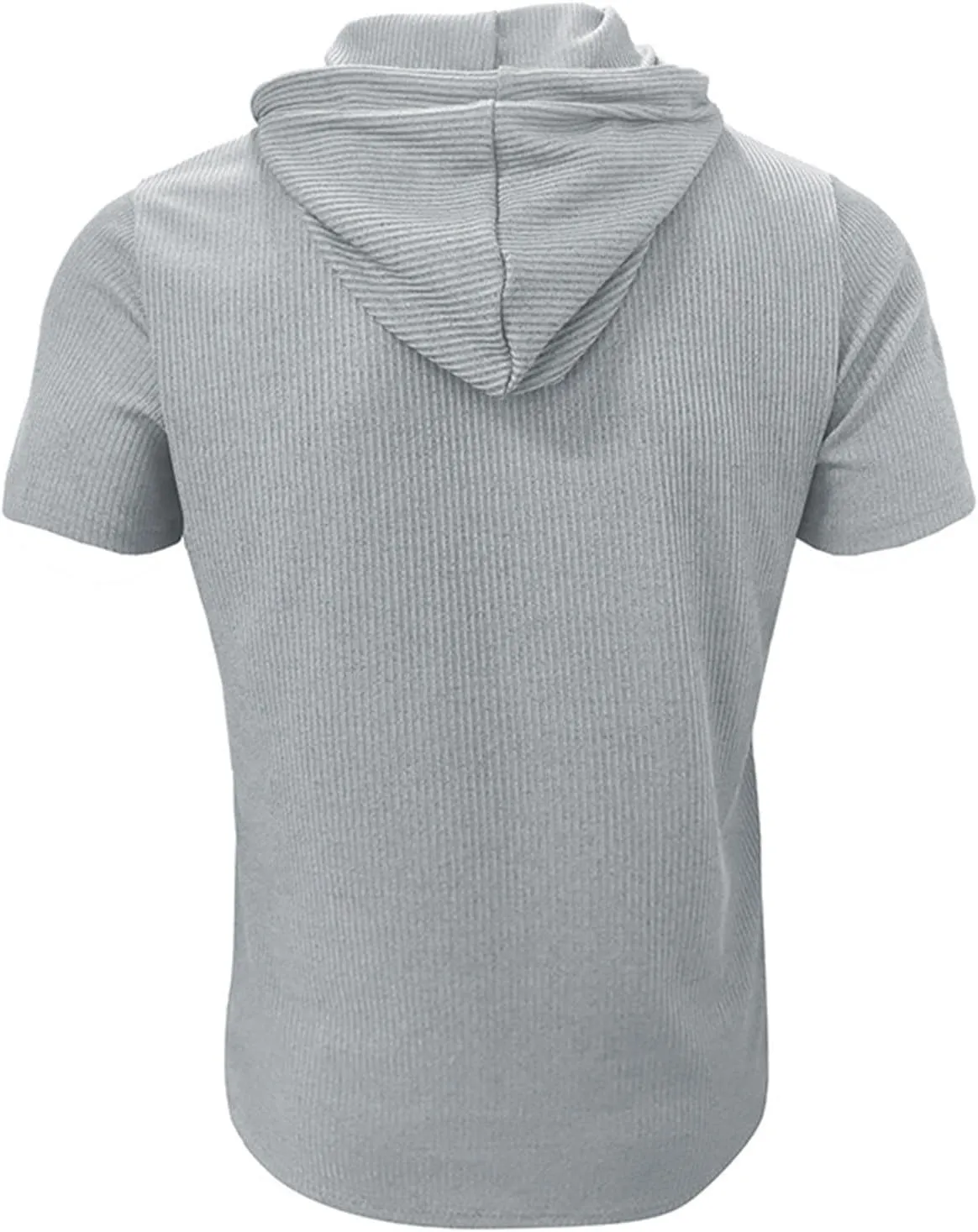 Short Sleeve Hoodies for Men Summer Knit Button Shirts Hooded Quick Dry Breathable T-Shirt Pullover Tops Workout Tees