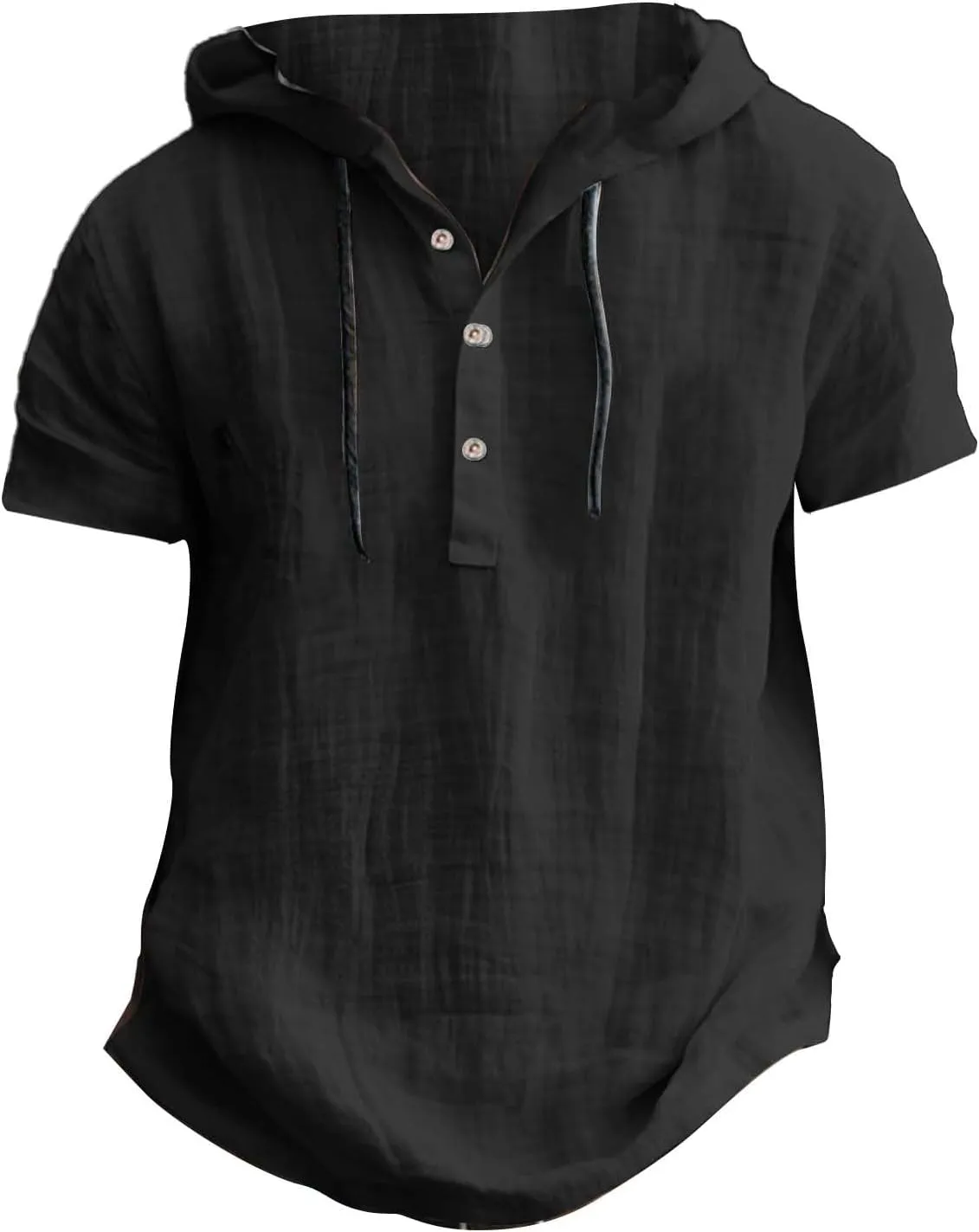 Short Sleeve Hoodies for Men Summer Linen Shirts Hooded Lightweight Button Up T-Shirt Hood Loose Fit Boho Beach Tees