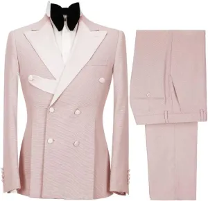 Stylish 2 Piece Double Breasted Suit Men Slim Fit Suits for Wedding Point Lapel Formal Business Groom Tuxedo