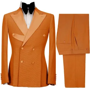 Stylish 2 Piece Double Breasted Suit Men Slim Fit Suits for Wedding Point Lapel Formal Business Groom Tuxedo