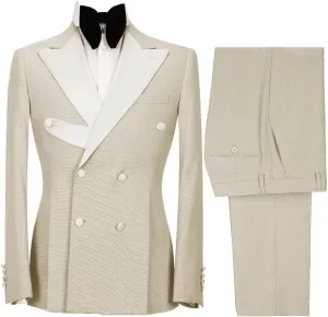 Stylish 2 Piece Double Breasted Suit Men Slim Fit Suits for Wedding Point Lapel Formal Business Groom Tuxedo