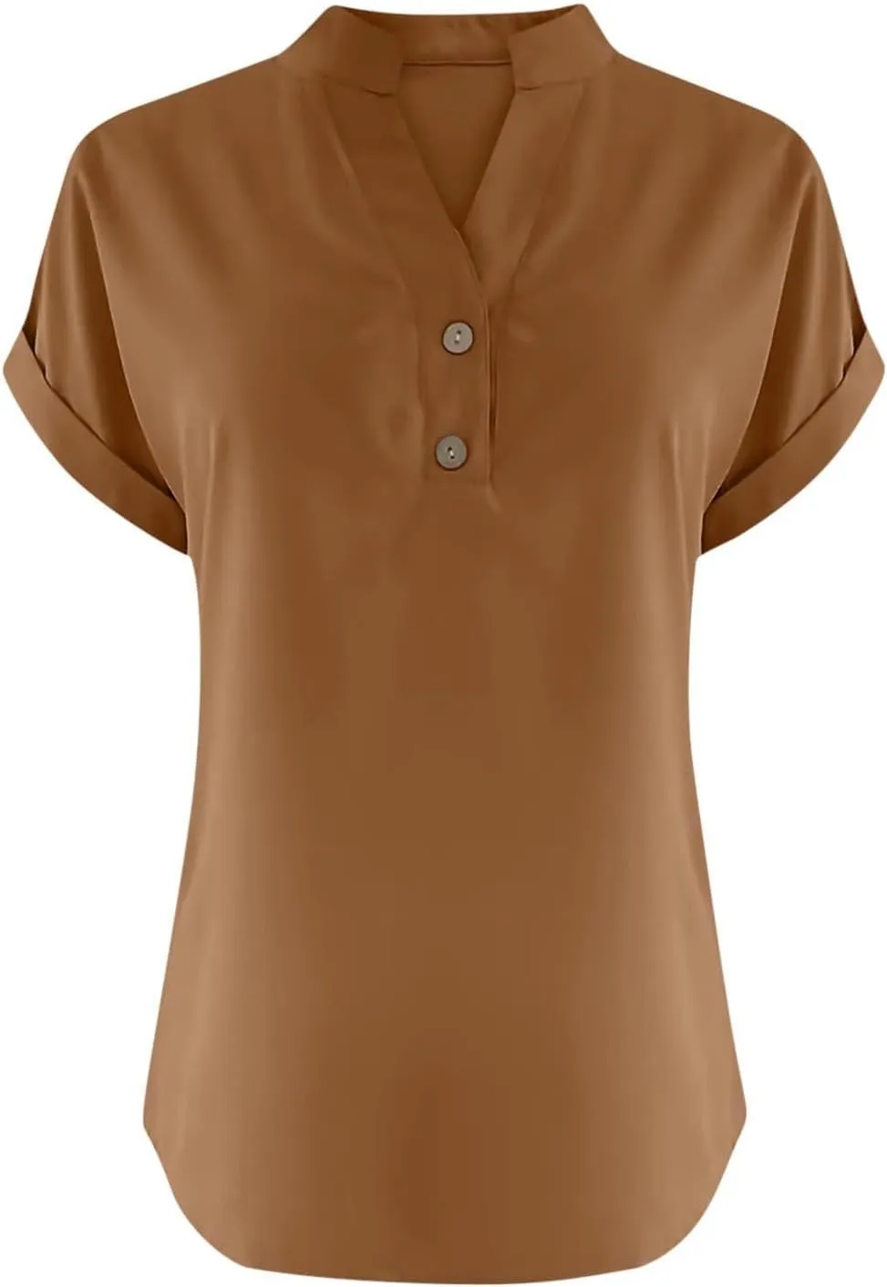 Summer Tops for Women 2025 Casual Short Sleeve Cotton Linen Shirts Button V Neck Tunic Blouse Beach Vacation Clothes