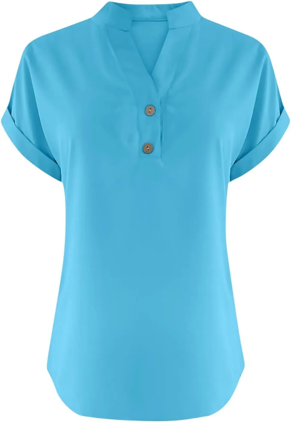 Summer Tops for Women Cotton Linen Shirts Casual Button V Neck Short Sleeve Tees Shirts Fashion Solid Blouses Tshirts