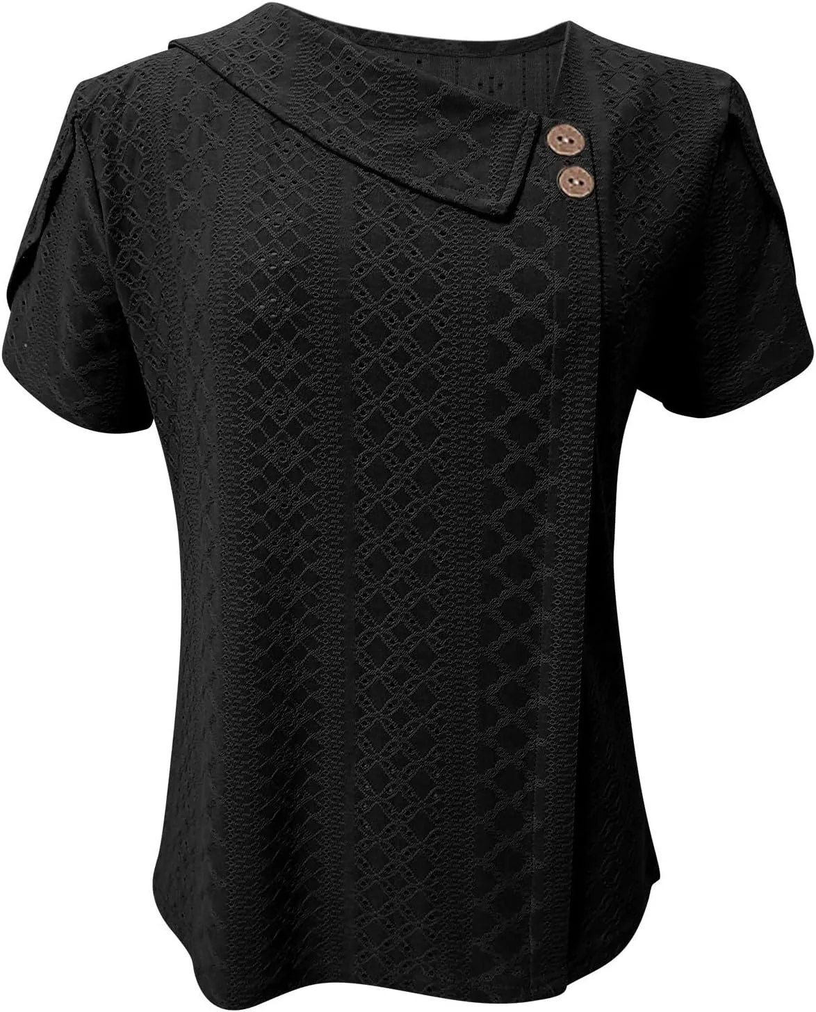 Summer Tops for Women Trendy Eyelet Shirts Short Sleeve Asymmetric V Neck Blouses Casual Loose Boho Tunic Tees 2025