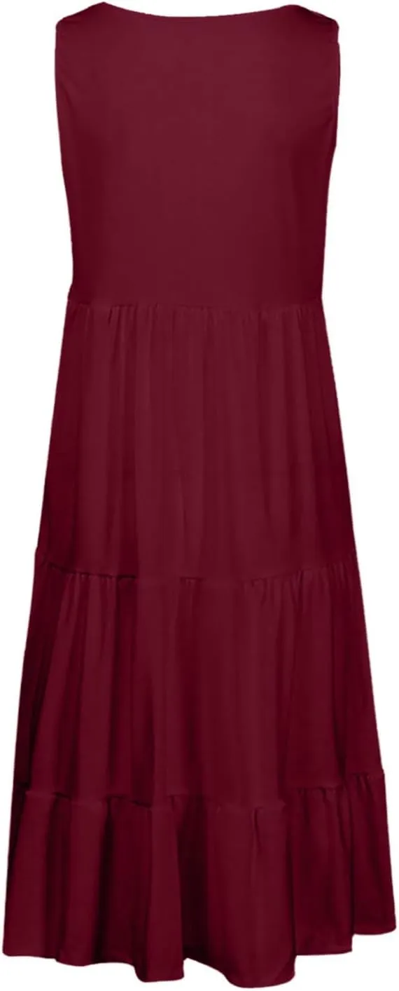 Sundresses for Women 2025 Sleeveless Cute Petite Mini Dress Tiered Summer Flowy Boho Sundress Beach Wear