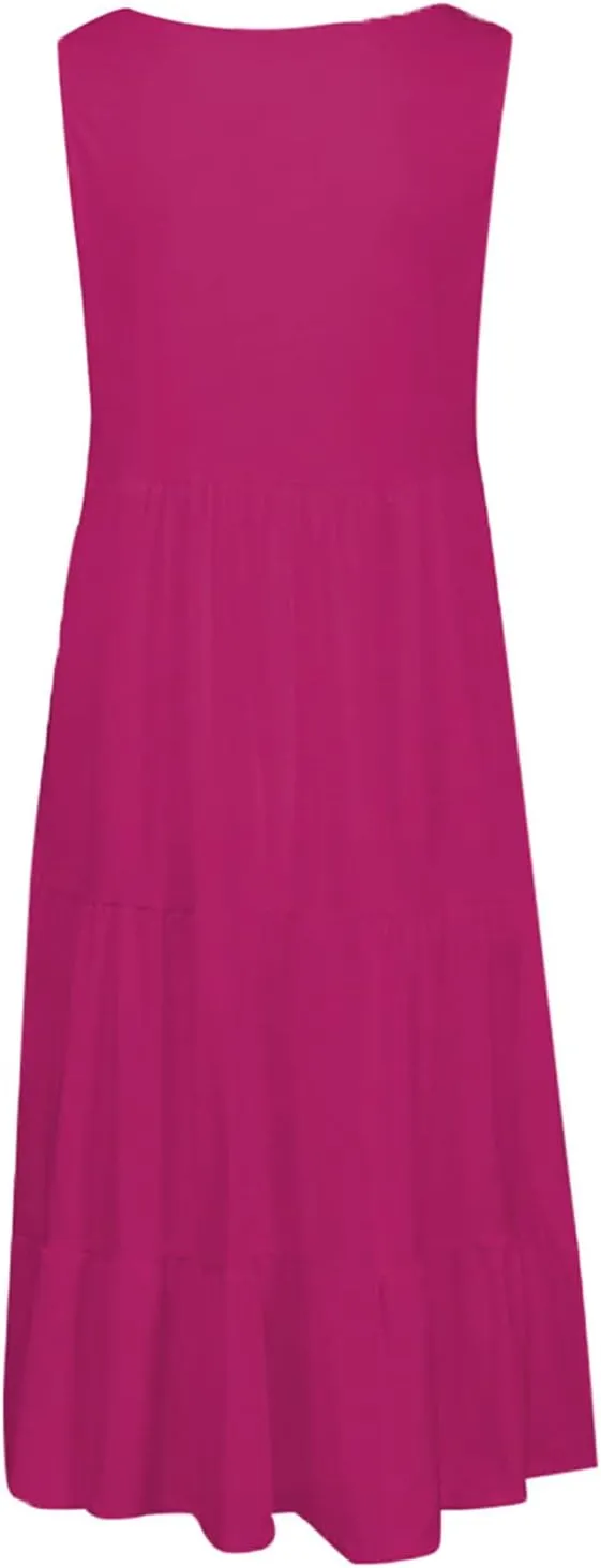 Sundresses for Women 2025 Sleeveless Cute Petite Mini Dress Tiered Summer Flowy Boho Sundress Beach Wear