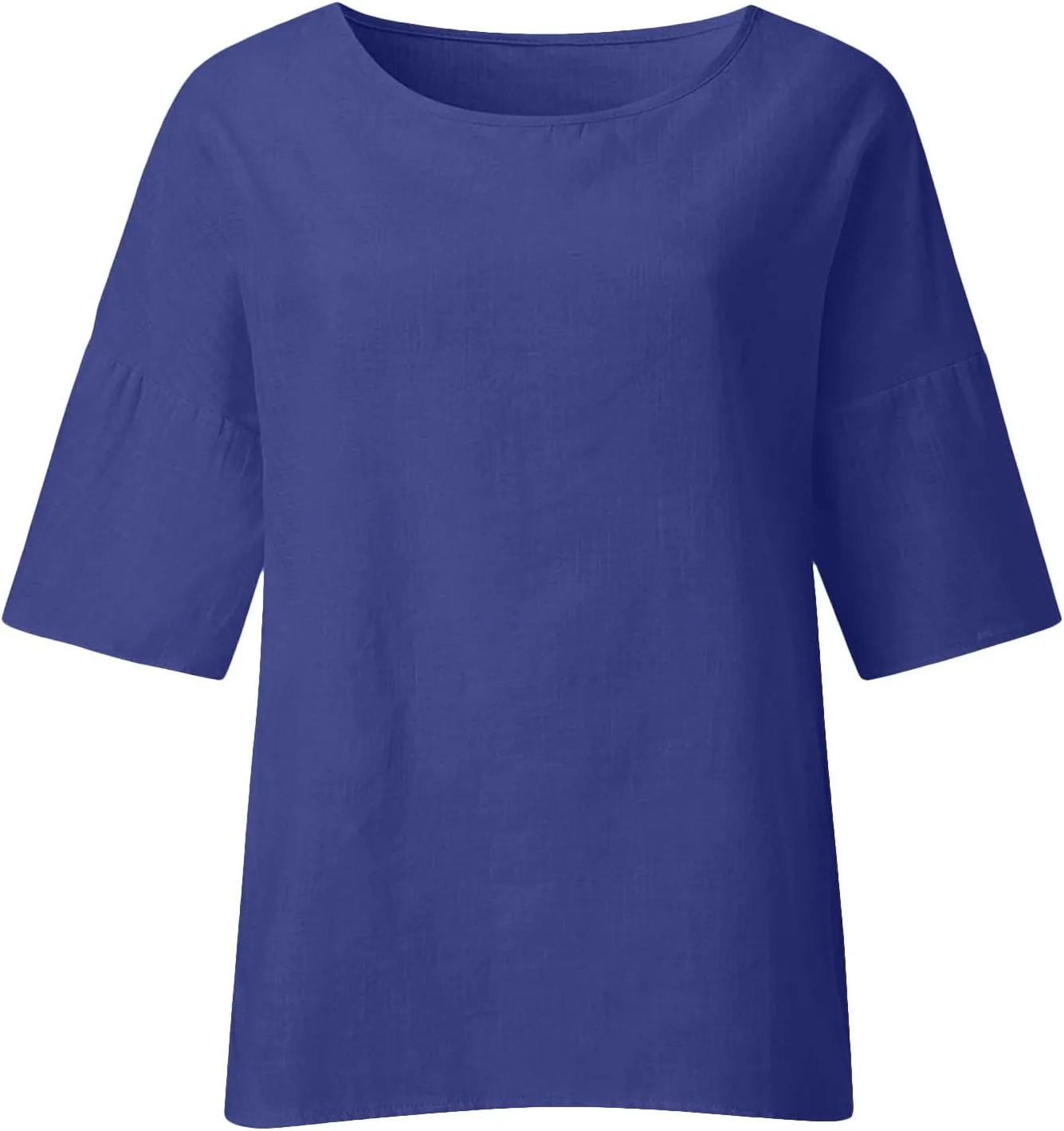 T Shirts for Women 2023 Fashion Elegant Cotton Linen Blouse Summer Casual Loose Half Sleeve Crew Neck Tops Basic Work