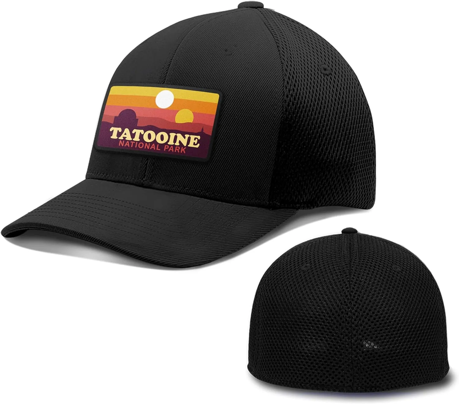 Tatooine National Park Patch Hat Fitted Flexfit Hats - Baseball Cap for Mens & Womens Ultrafibre Mesh for Casual Wear