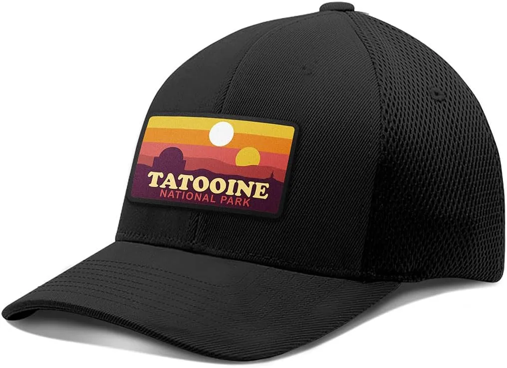 Tatooine National Park Patch Hat Fitted Flexfit Hats - Baseball Cap for Mens & Womens Ultrafibre Mesh for Casual Wear