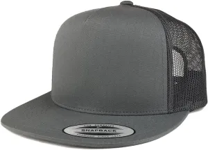 Trendy Apparel Shop Flexfit Brand 5 Panel Classic Trucker Flatbill Mesh Snapback Cap
