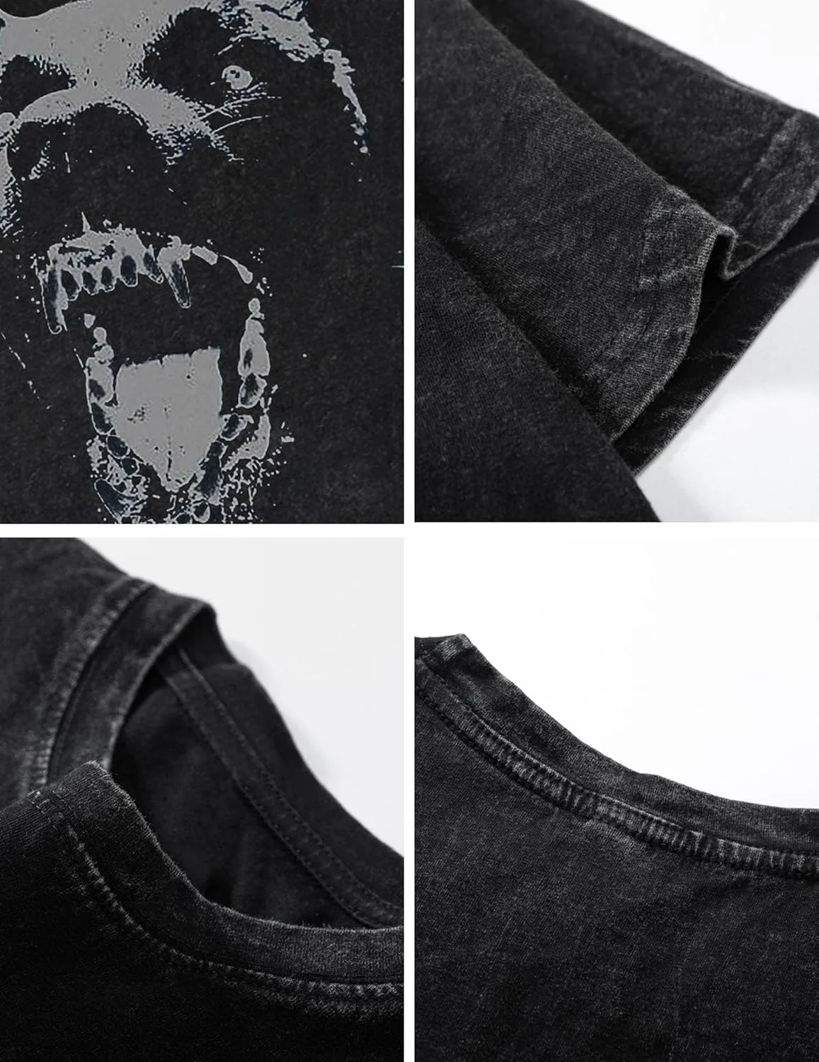 Vamtac Mens Oversized Washed Dog Graphic Tees Casual Summer Tops Streetwear Aesthetic T-Shirt Unisex