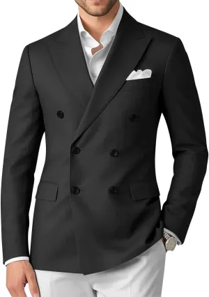 Wangyue Double Breasted Blazer Mens Casual Jacket Slim Fit Suits for Men Double Breasted Jacket Wedding Suit Set
