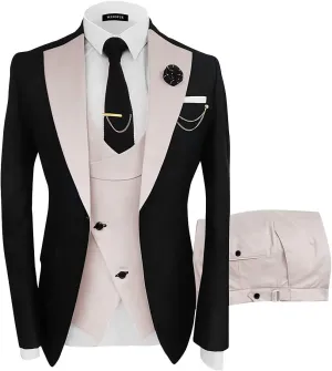 Wangyue Mens Suit 3 Piece Slim Fit Suits for Men Wedding Prom Tuxedo for Men Formal Business Suit