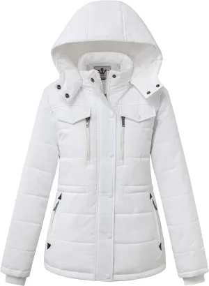 WenVen Women's Winter Water Resistant Warm Puffer Coat with Detachable Hood