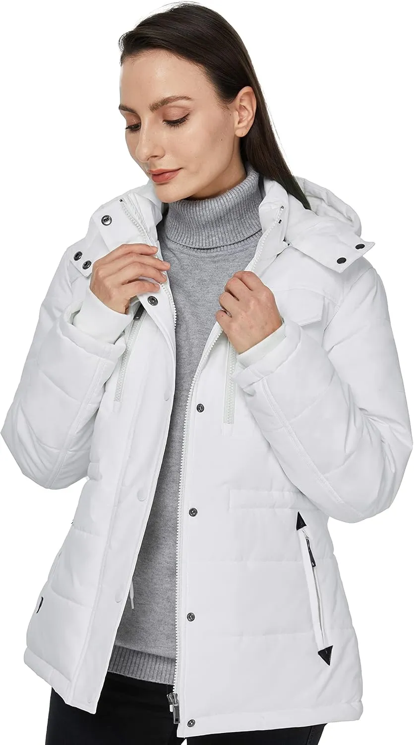 WenVen Women's Winter Water Resistant Warm Puffer Coat with Detachable Hood