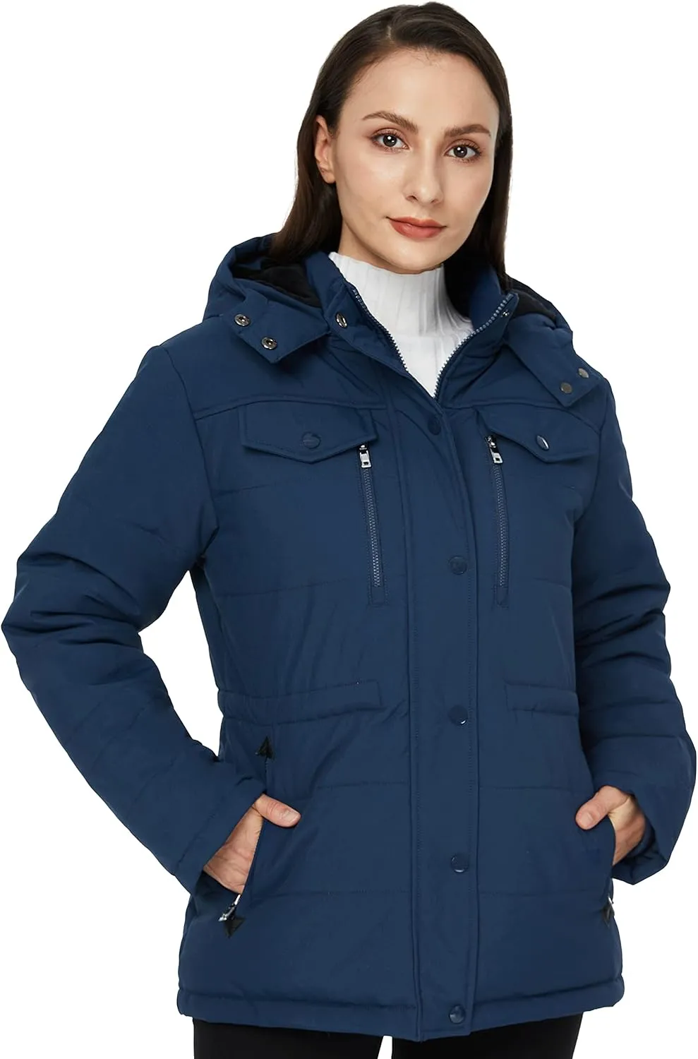 WenVen Women's Winter Water Resistant Warm Puffer Coat with Detachable Hood