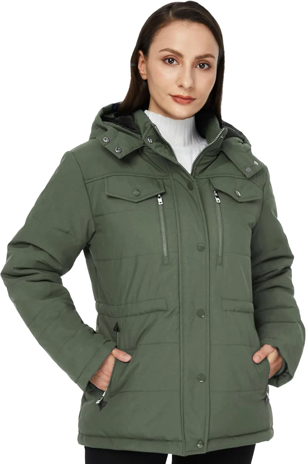 WenVen Women's Winter Water Resistant Warm Puffer Coat with Detachable Hood