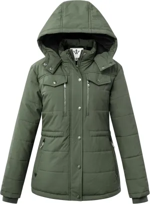 WenVen Women's Winter Water Resistant Warm Puffer Coat with Detachable Hood