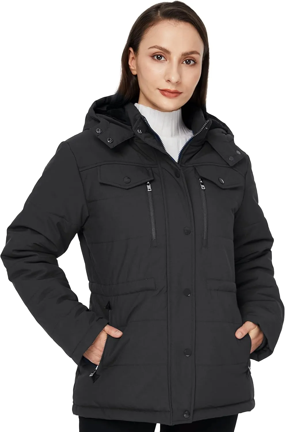 WenVen Women's Winter Water Resistant Warm Puffer Coat with Detachable Hood