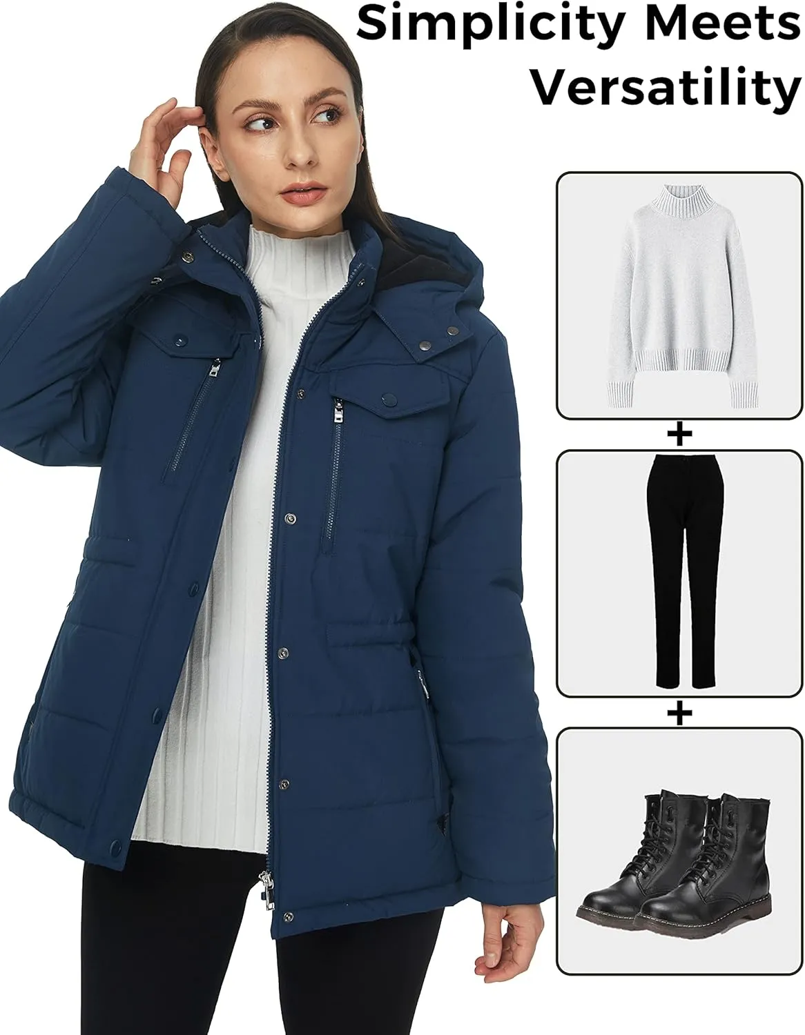WenVen Women's Winter Water Resistant Warm Puffer Coat with Detachable Hood