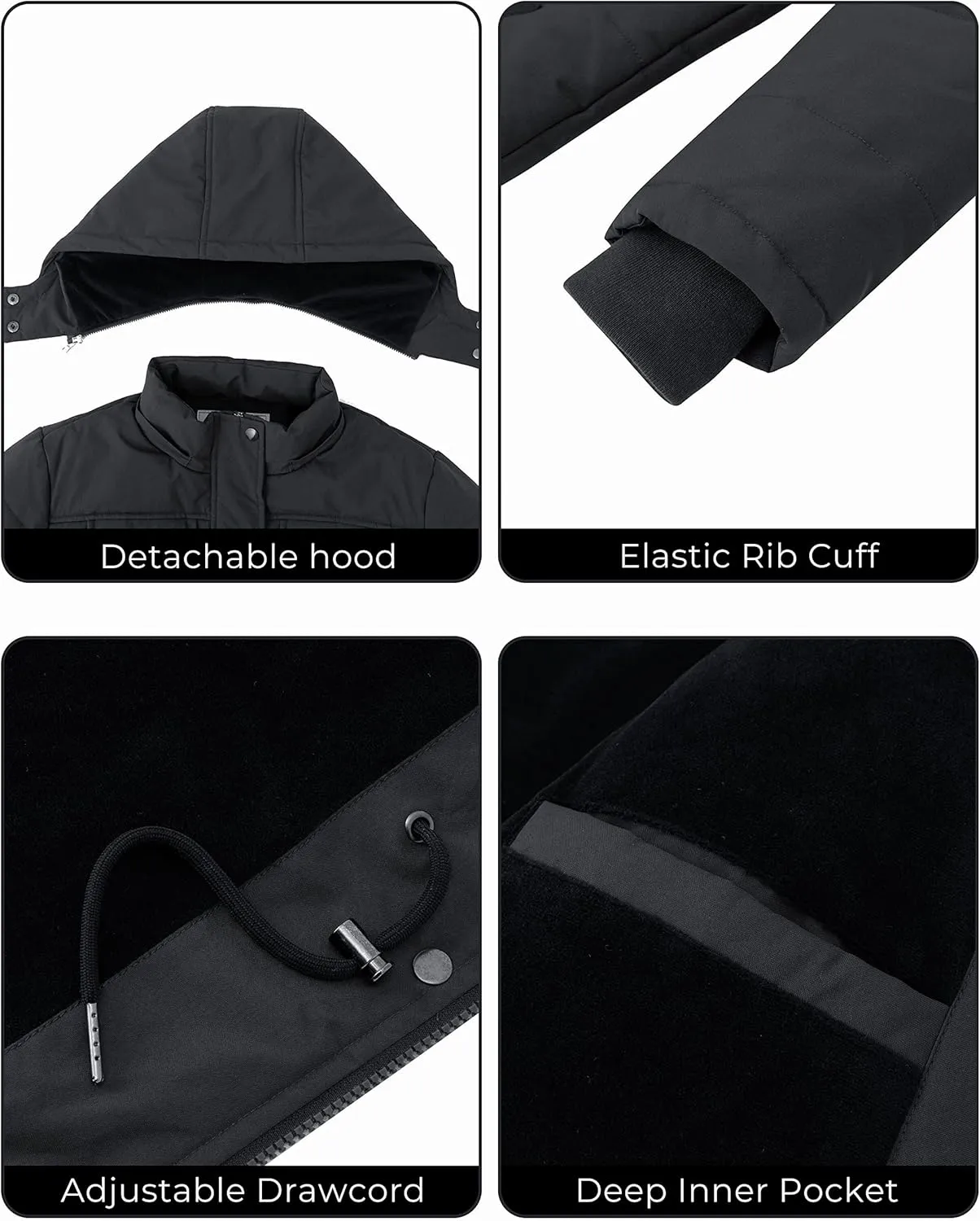 WenVen Women's Winter Water Resistant Warm Puffer Coat with Detachable Hood