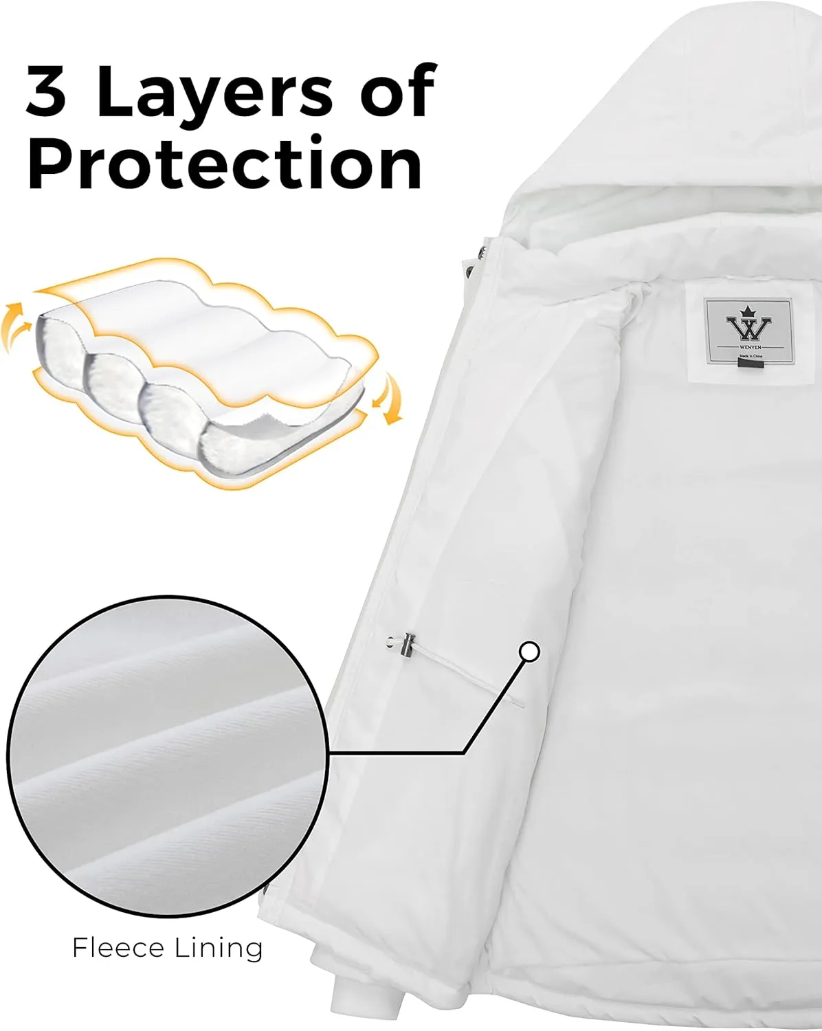 WenVen Women's Winter Water Resistant Warm Puffer Coat with Detachable Hood