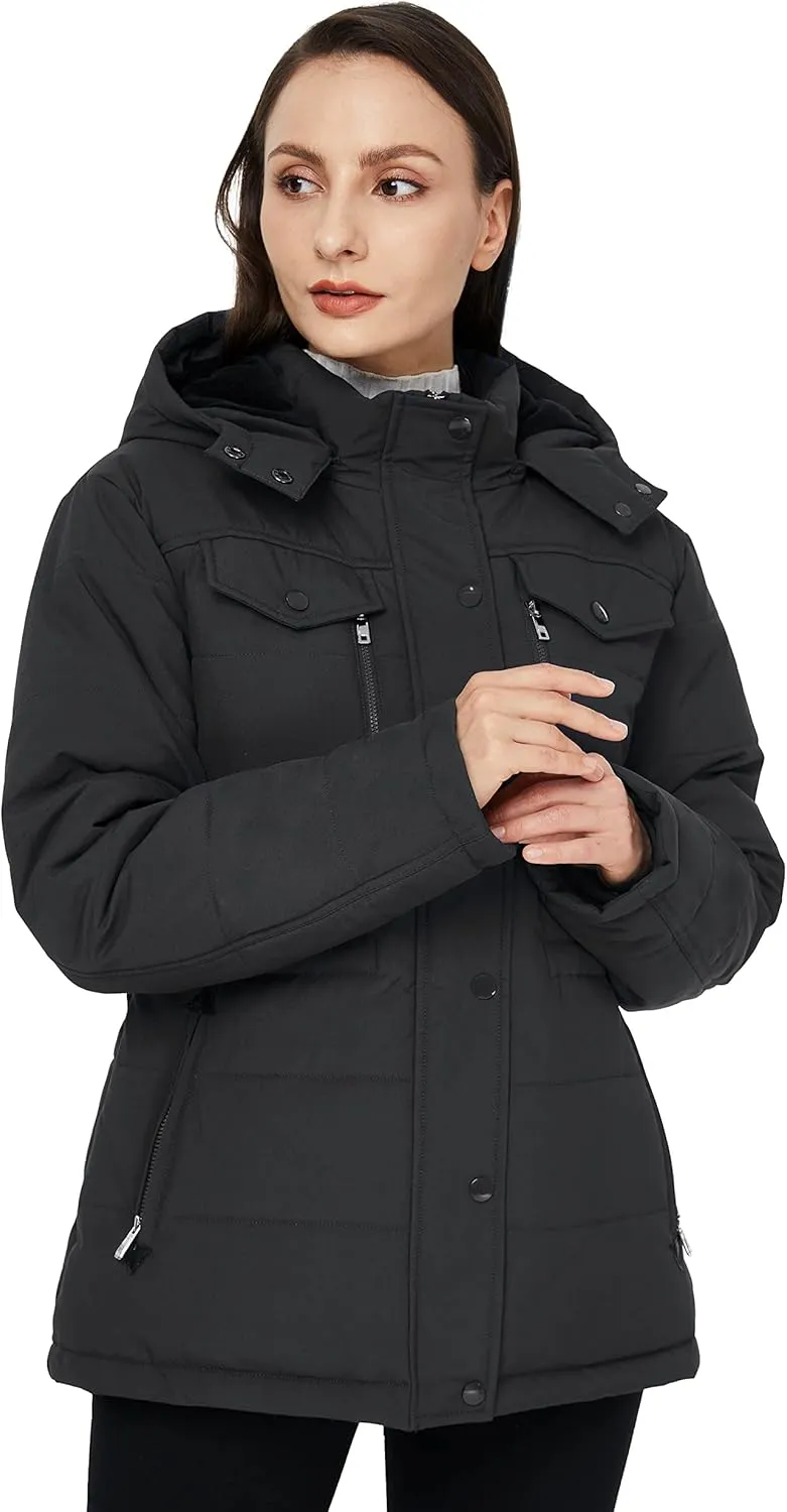 WenVen Women's Winter Water Resistant Warm Puffer Coat with Detachable Hood