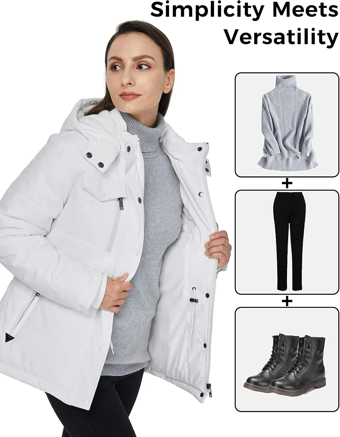 WenVen Women's Winter Water Resistant Warm Puffer Coat with Detachable Hood
