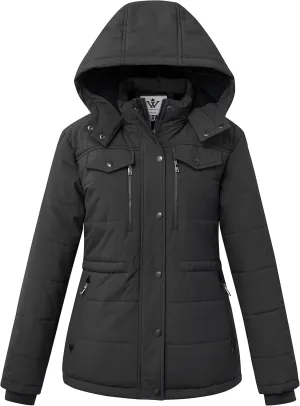 WenVen Women's Winter Water Resistant Warm Puffer Coat with Detachable Hood