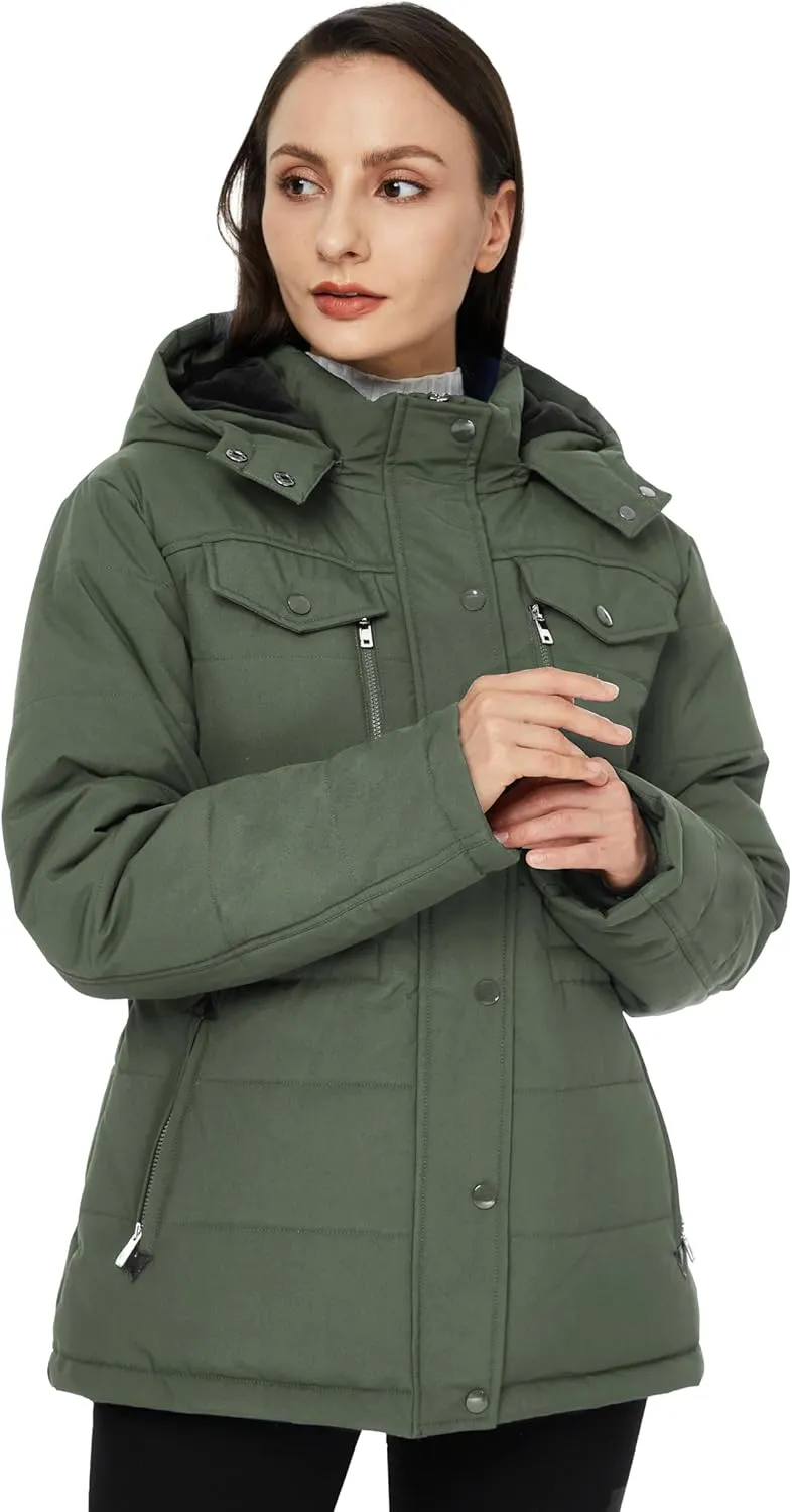 WenVen Women's Winter Water Resistant Warm Puffer Coat with Detachable Hood