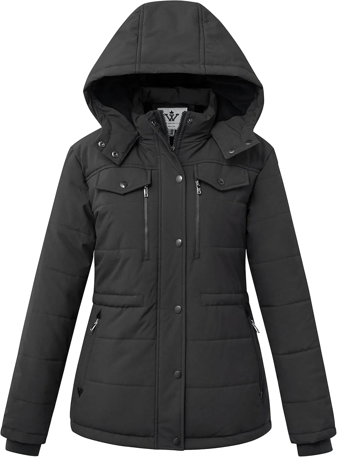 WenVen Women's Winter Water Resistant Warm Puffer Coat with Detachable Hood