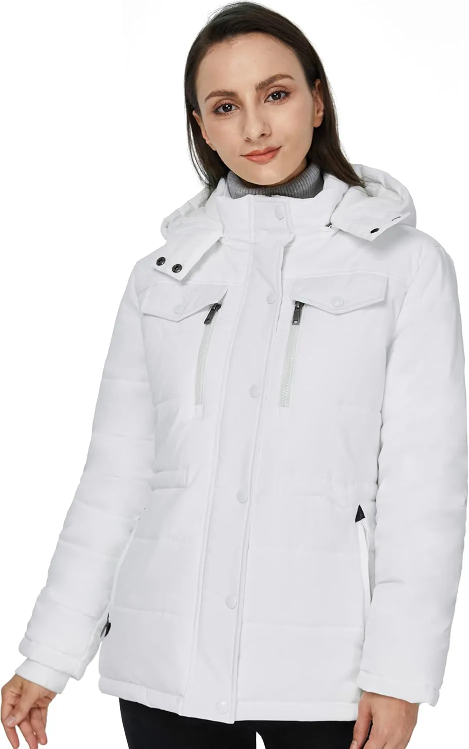 WenVen Women's Winter Water Resistant Warm Puffer Coat with Detachable Hood