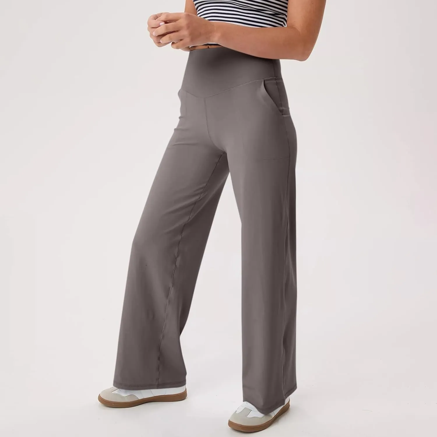 Wide Leg Yoga Pants for Women High Waist Straight Leg Lounge Pant Tummy Control Stretchy Sweatpants with Pockets